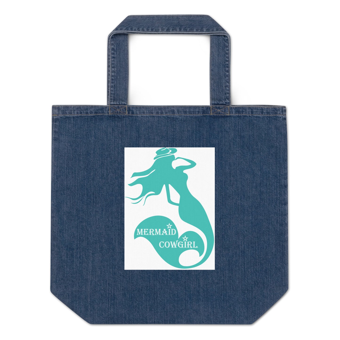 Organic denim tote bag